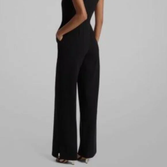 $165 retail-NWOT-Michael Kors Astor Women's Black Crepe Jumpsuit - Size M PETITE - Picture 5 of 16